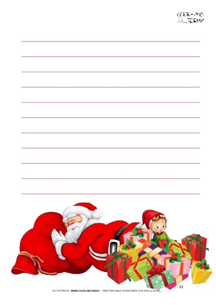 Funny Letter to Santa template Santa Claus sleeping lines 52